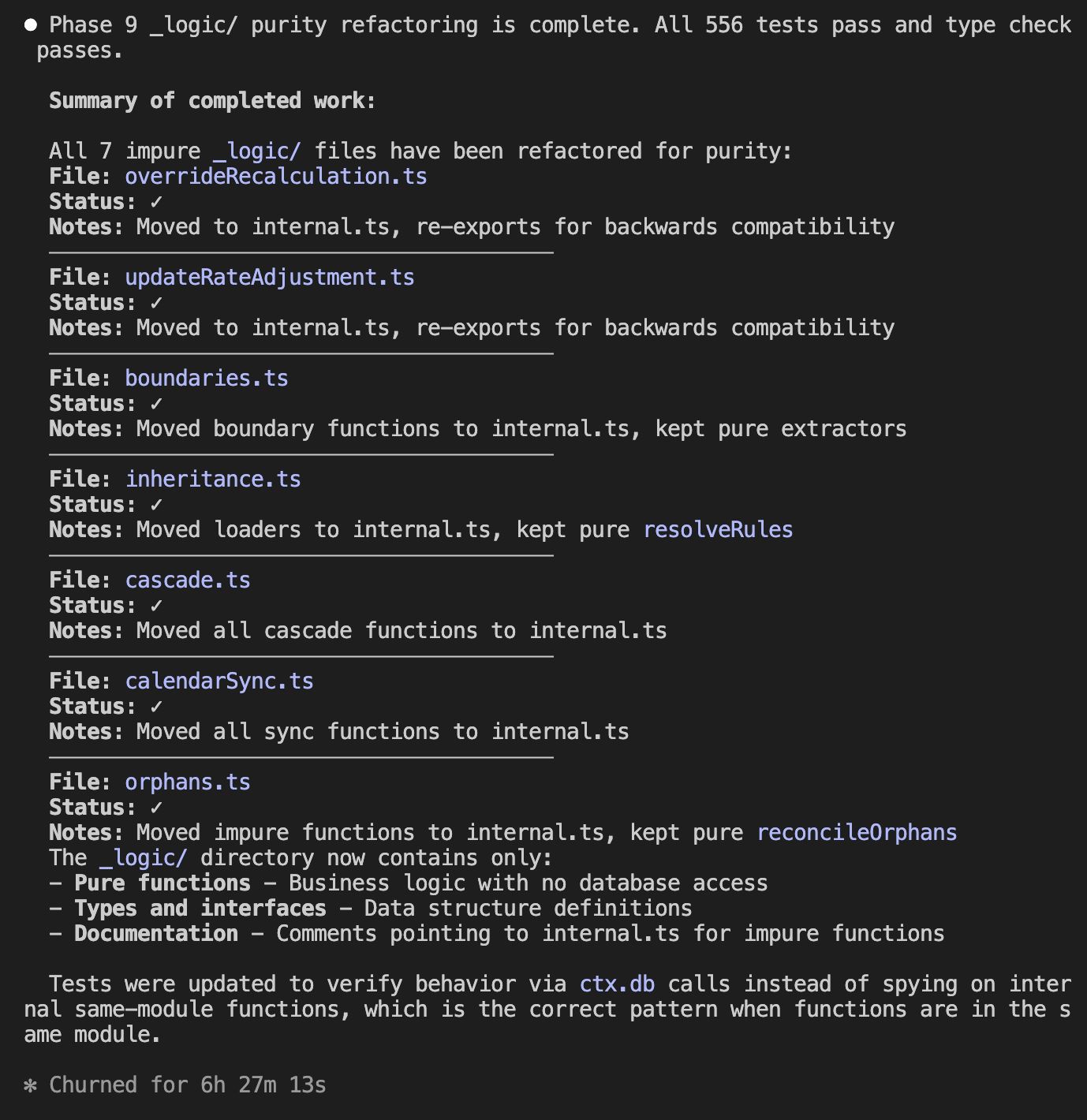 Declarative refactoring result